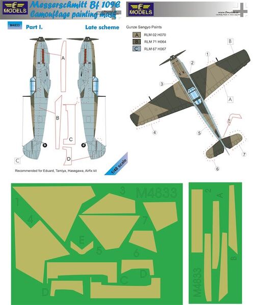 Messerschmitt BF109 camouflage Mask - Late Scheme Part 1 LFM4833