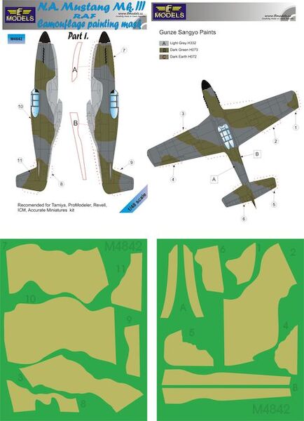 North American Mustang MKIII RAF Camouflage Painting Mask Part 1  LFM4842