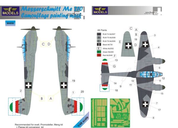Messerschmitt Me210 Camouflage Painting Mask  LFM4858