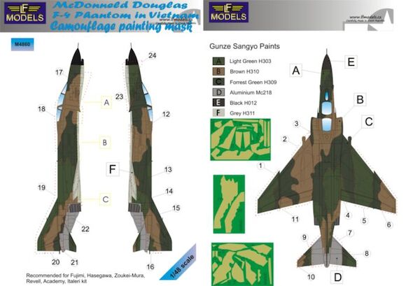 McDonnell Douglas F4 Phantom USAF in Vietnam Camouflage Painting Mask LFM4860
