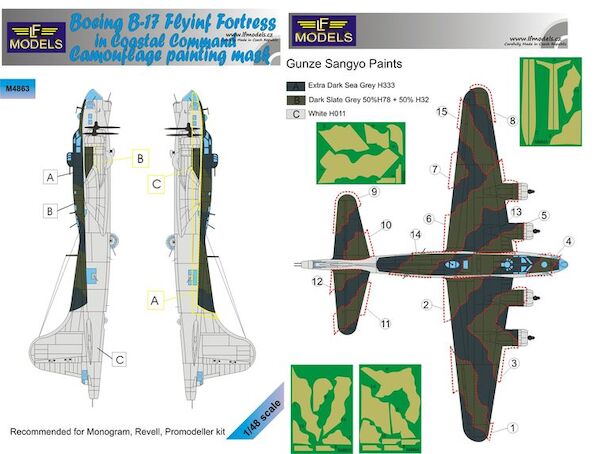 Boeing B17F/G Flying Fortress in Coastal Command Camouflage Painting Mask LFM4863
