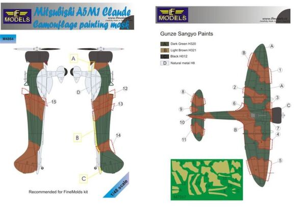 Mitsubishi A5M-1 Claude Camouflage Painting Mask LFM4864
