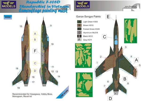 Republic F105D Thunderchief Vietnam Camouflage Painting Mask  LFM4868