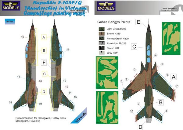 Republic F105F/G Thunderchief Camouflage Painting Mask  LFM4869