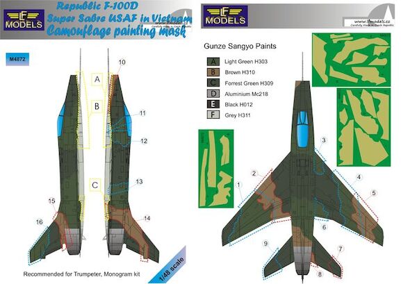 North American F100D Super Sabre USAF Vietnam Camouflage Painting Mask LFM4872