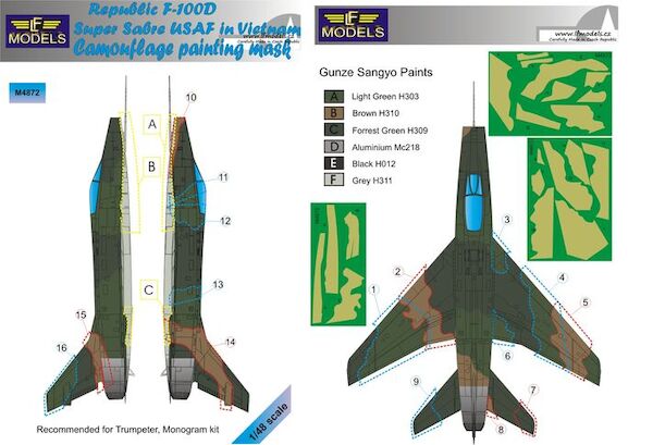 North American F100D Super Sabre USAF Vietnam  Camouflage Painting Mask  LFM4872