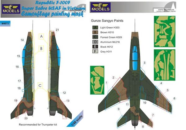 North American F100F Super Sabre USAF Vietnam  Camouflage Painting Mask  LFM4873