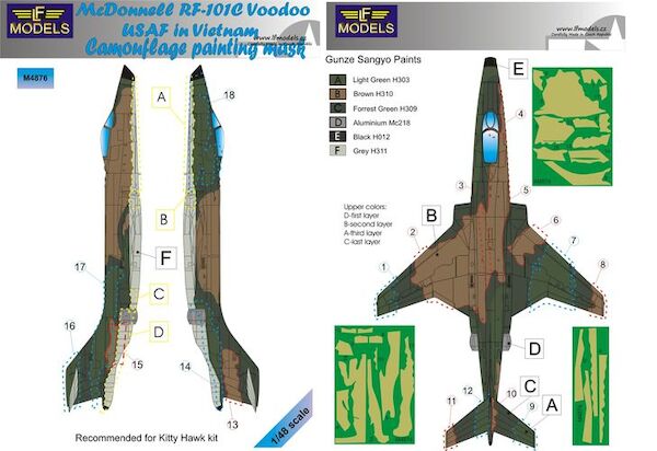 McDonnell RF101C Voodoo USAF in Vietnam Camouflage Painting Mask  LFM4876