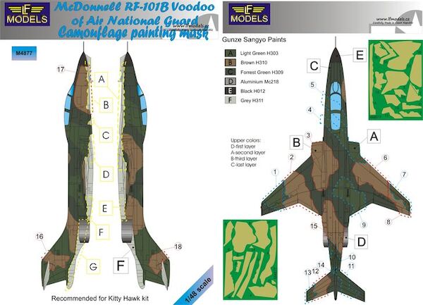 McDonnell RF101B Voodoo US ANG in Vietnam Camouflage Painting Mask LFM4877