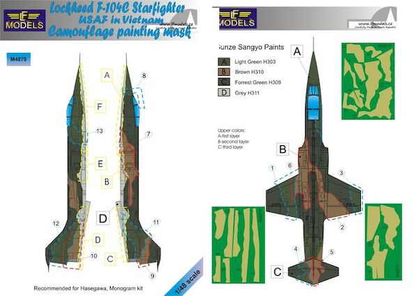 Lockheed F104C Starfighter  USAF in Vietnam Camouflage Painting Mask  LFM4879