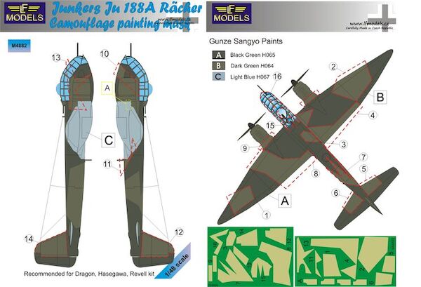 Junkers Ju188A Racher Camouflage Painting Mask LFM4882