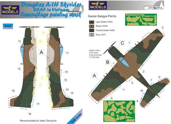 Douglas A1H Skyraider USAF in Vietnam Camouflage Painting Mask  LFM4889