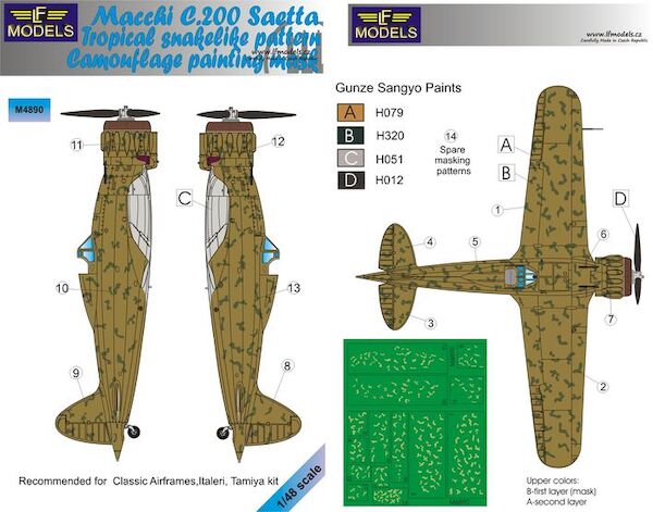 Macchi C200 Saetta Tropical snakelike pattern Camouflage Painting Mask LFM4890