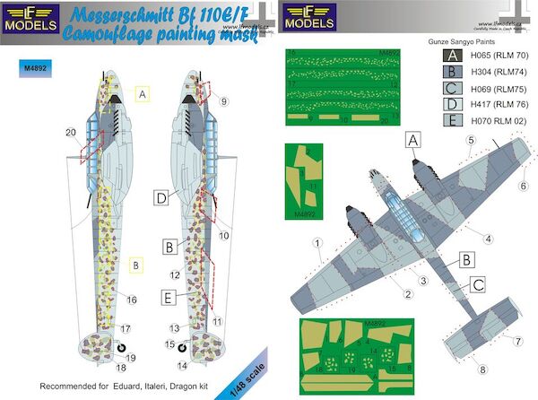 Messerschmitt BF110E/F Camouflage Painting Mask  LFM4892