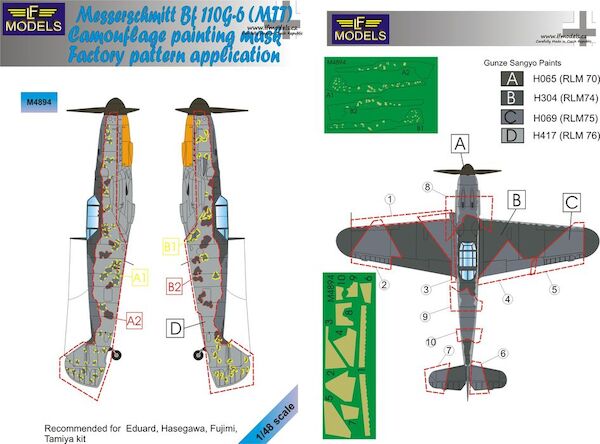Messerschmitt BF109G-6 (MMT) Camouflage Painting Mask Factory Applied Pattern  LFM4894