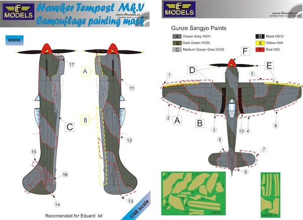 Hawker Tempest Mk.V Camouflage Painting Mask LFM4896