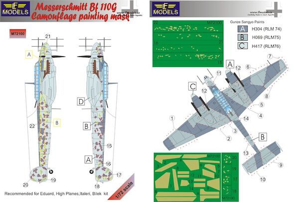 Messerschmitt BF110G Camouflage Painting Mask LFM72100