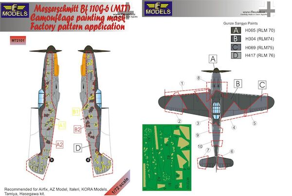 Messerschmitt BF109G-6 (MTT) Camouflage Painting Mask Factory Pattern application  LFM72101