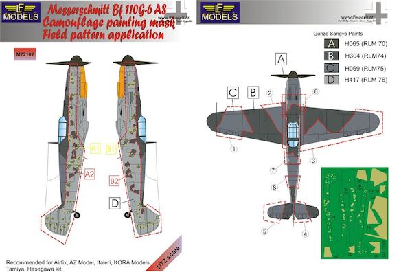 Messerschmitt BF109G-6AS Camouflage Painting Mask Factory Pattern application LFM72102