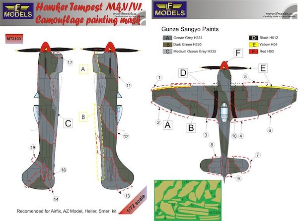 Hawker Tempest Mk.V/VI Camouflage Painting Mask LFM72103