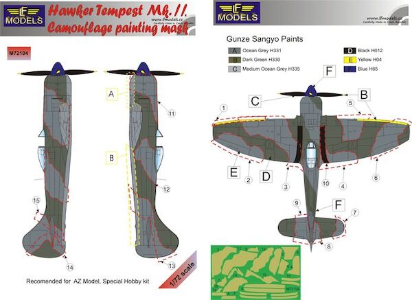 Hawker Tempest Mk.II Camouflage Painting Mask LFM72104