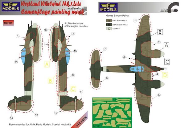 Westland Whirlwind MK1 late Camouflage Painting Mask  LFM72111