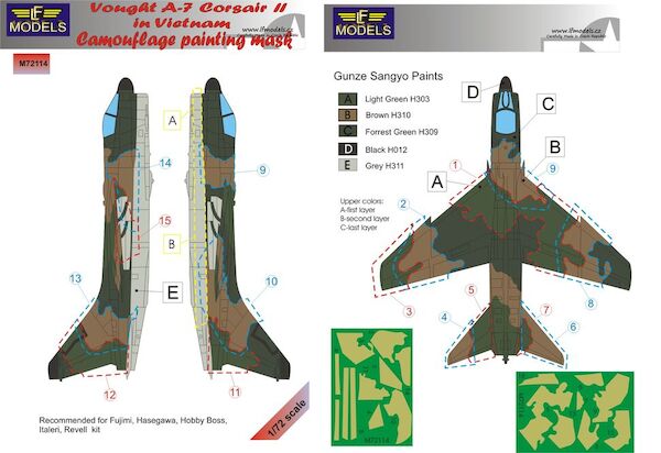 Vought A7 Corsair II Douglas USAF in Vietnam Camouflage Painting Mask LFM72114