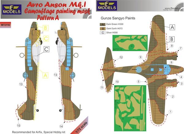 Avro Anson MK1 Camouflage Painting Mask Pattern A  (Special Hobby)  LFM72116