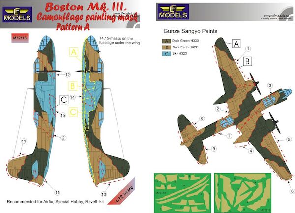 Douglas Boston MKIII Camouflage Painting Mask Pattern A (Special Hobby) LFM72118
