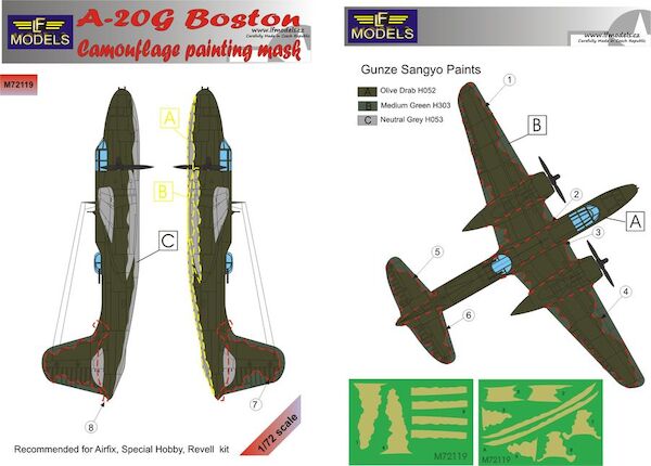 Douglas Boston MKIII Camouflage Painting Mask Pattern A (Special Hobby) LFM72119