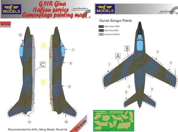 Fiat G91R Gina Italian service Camouflage Painting Mask LFM72120