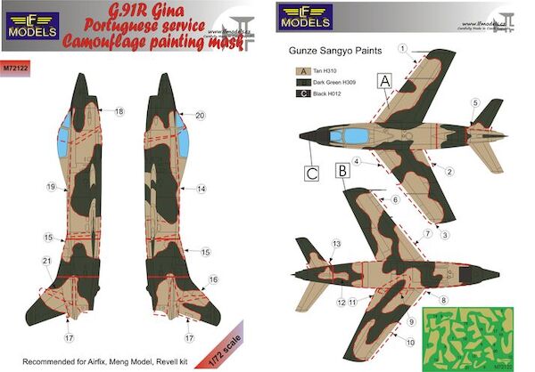 Fiat G91R Gina Portugese service Camouflage Painting Mask LFM72122