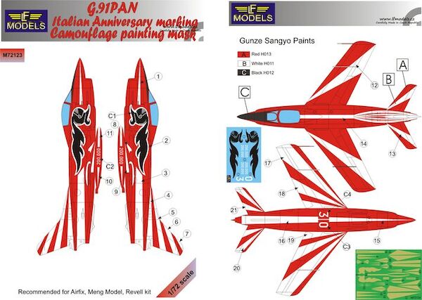 Fiat G91PAN Italian Anniversary Markings Camouflage Painting Mask  LFM72123