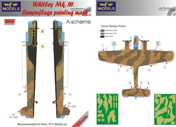 Whitley MKIII Camouflage Painting Mask Pattern A (Arfix, Fly Models) LFM72124