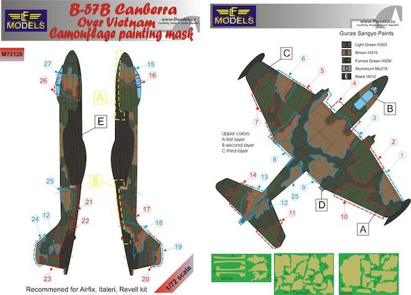 Martin B57B Canberra over Vietnam Camouflage Painting Mask LFM72126