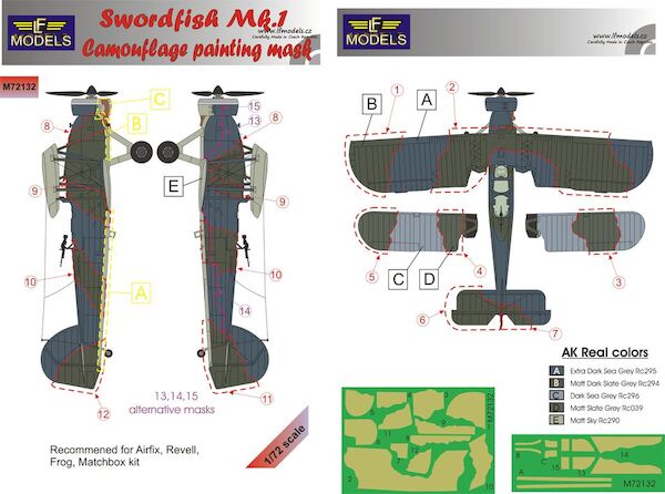 Fairey Swordfish MKI Camouflage Painting Mask (Airfix, Revell, Frog, Matchbox)  LFM72132