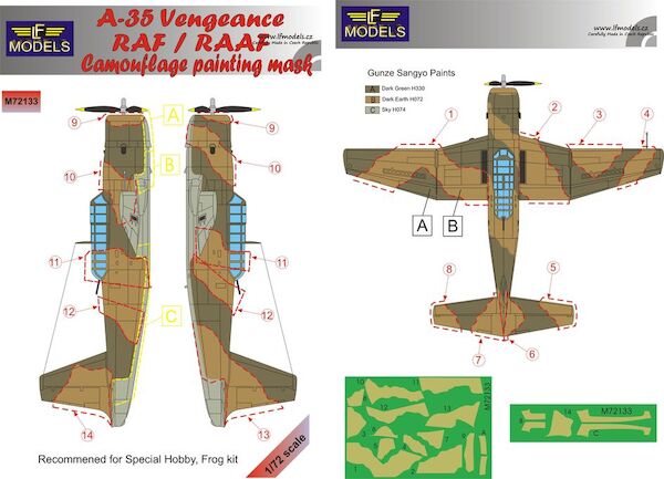 Vultee A35 Vengeance RAF/RAAF Camouflage Painting Mask (Special Hobby, Frog)  LFM72133