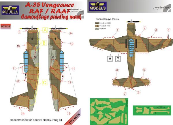 Vultee A35 Vengeance RAF/RAAF Camouflage Painting Mask (Special Hobby, Frog) LFM72133