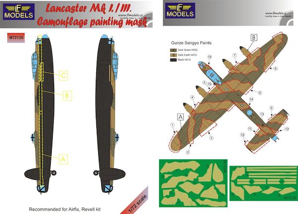 Avro Lancaster MKI/III Camouflage Painting Mask (Airfix, Revell)  LFM72135