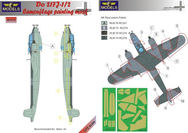 Dornier Do217J-1/2 Camouflage Painting Mask (Italeri)  LFM72137