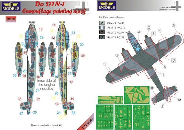 Dornier Do217N-1 Camouflage Painting Mask (Italeri)  LFM72138