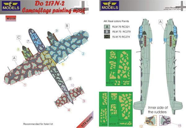 Dornier Do217N-2 Camouflage Painting Mask (Italeri)  LFM72139