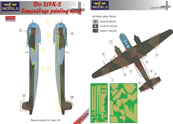 Dornier Do217K-2 Camouflage Painting Mask (Italeri) LFM72141
