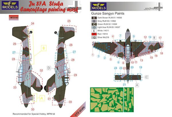 Junkers Ju 87A Stuka Camouflage Painting Mask (Special Hobby) LFM72143