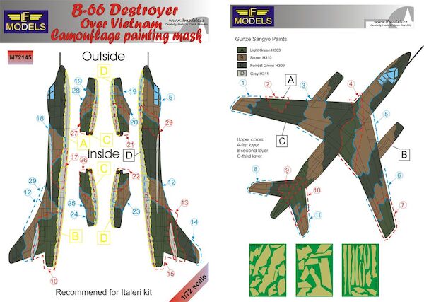 B-66 Destroyer over Vietnam Camouflage Painting Mask (Italeri) LFM72145