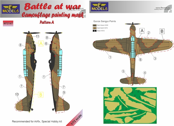 Fairey Battle at war Camouflage Painting Mask  Pattern A (Airfix, Special Hobby)  LFM72147