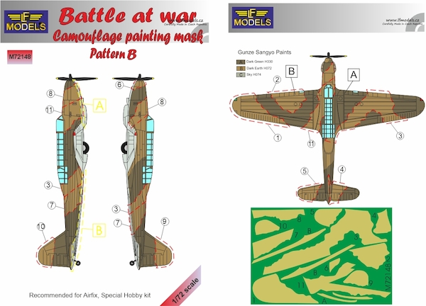 Fairey Battle at war Camouflage Painting Mask  Pattern B (Airfix, Special Hobby)  LFM72148
