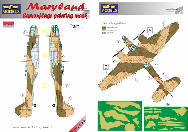 Martin Maryland Camouflage Painting Mask Part 1 (Frog, Azur) LFM72151