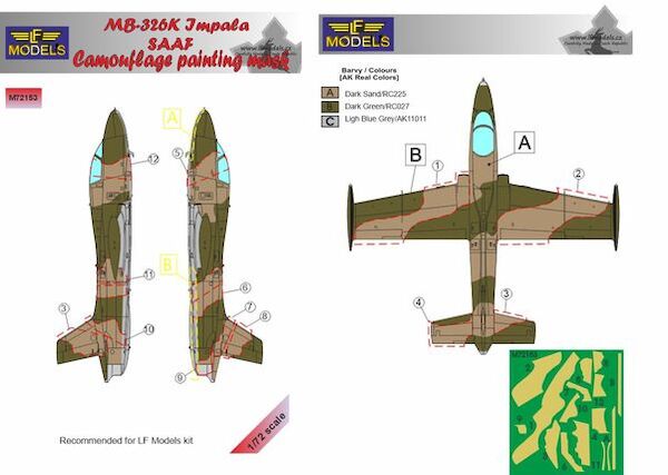 Aermacchi MB 326K Impala II SAAF Camouflage Painting Mask LFM72153