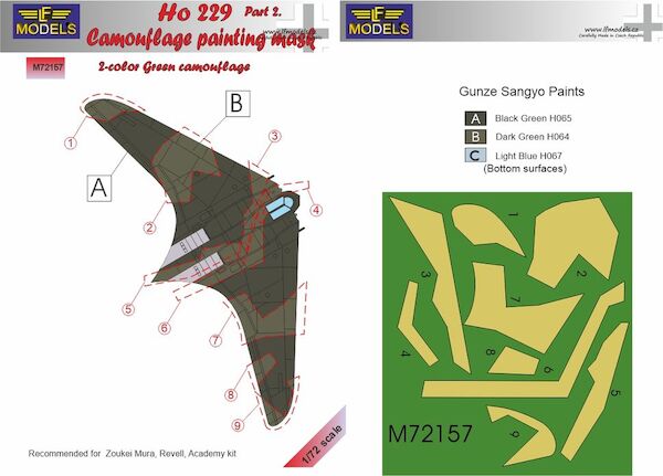 Horten Ho 229 Part 2. Camouflage Painting Mask Green 2-color camo LFM72157